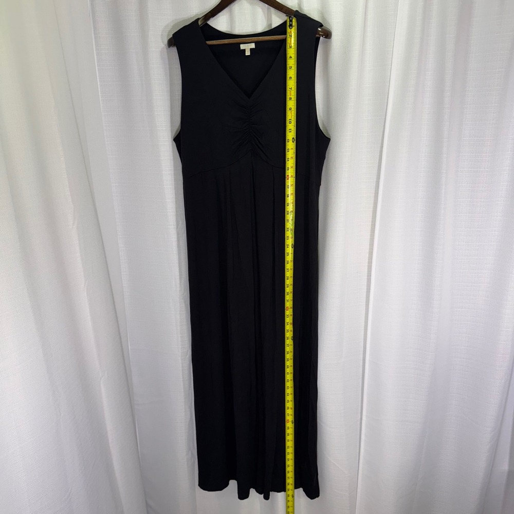 NWOT Talbots Maxi Jersey Dress 2X Black V-Neck Ruched‎ Empire Waist Sleeveless - Picture 8 of 12